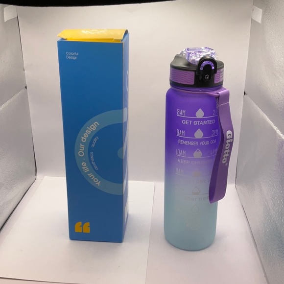 Giotto 32oz Large Leakproof BPA Free Drinking Water Bottle with Time Marker/St - Picture 1 of 3